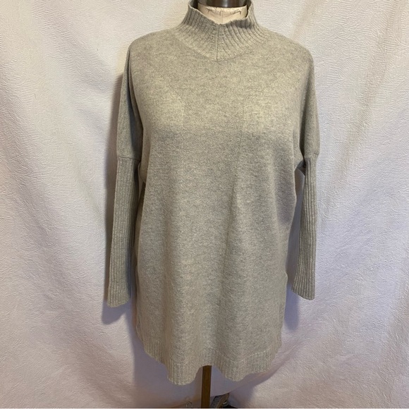 Sweaters - Pure cashmere heather grey melange mockneck